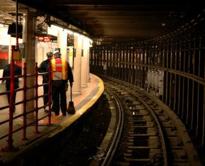 Working on a subway platform in New York City