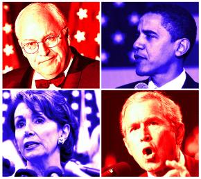 Dick Cheney, Barack Obama, Nancy Pelosi, George Bush