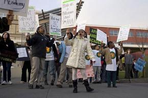 Students, parents and teachers protest against threatened school closures in Seattle