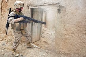 U.S. soldier on a patrol in Afghanistan's Helmand province