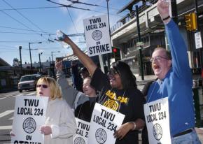 TWU strikers on the picket line