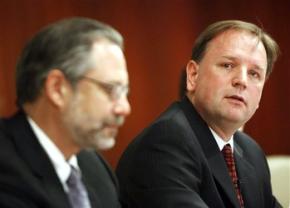Lobbyist Simon Stevens (right) in Washington, D.C., to give a report from UnitedHealth Group