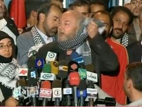 George Galloway and other members of Viva Palestina at a press conference after reaching Gaza