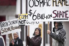 Protesting the Olympic torch relay in British Columbia