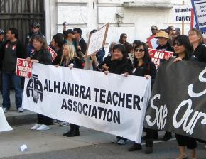 Teachers on the march at the regional rally in Los Angeles on March 4