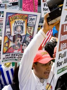 Thousands of people demonstrated for immigrant rights in New York City on May Day