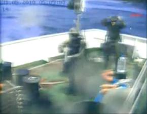 Israeli commandos on the deck of a ship in the Gaza Freedom Flotilla