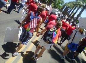 LGBT activists from San Diego march in the Phoenix protest against the anti-immigrant law SB 1070