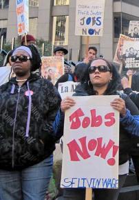 A recent rally calls for jobs for the millions of unemployed in the U.S.