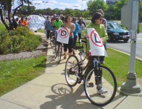 Participants in the Labor Day weekend bike ride for immigrant rights