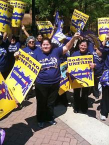 Sodexo workers demonstrate for a fair deal