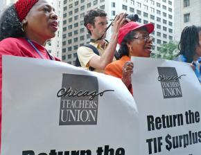 CTU members rally for funds to be used to rehire laid-off teachers