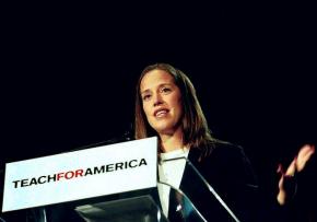 Teach For America CEO and Founder Wendy Kopp speaking at an education conference in New Orleans