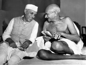 India's first prime minister Jawaharlal Nehru (left), with Mahatma Gandhi in 1946