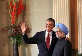 President Obama with Manmohan Singh during his visit to India