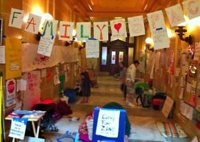 The "family space" for kids set up inside the Wisconsin capitol building
