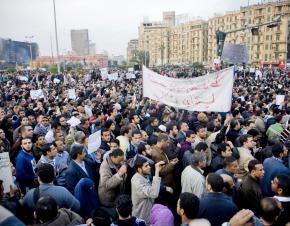 Masses of protesters filling Cairo's Tahrir Square