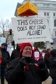 Protesters at the demonstrations against Walker's union-busting bill