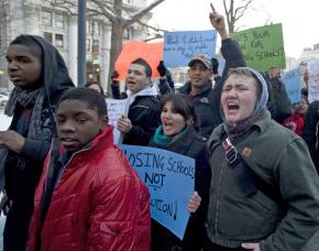 Protesters march against public school closings in New York City