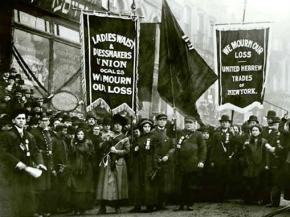 Garment workers and supporters march and mourn those killed in the fire at Triangle Shirtwaist factory