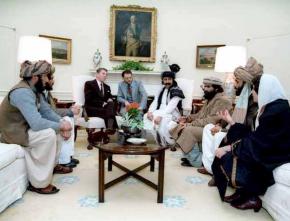 Ronald Reagan entertains visiting Afghan rebels who battled the ex-USSR occupation