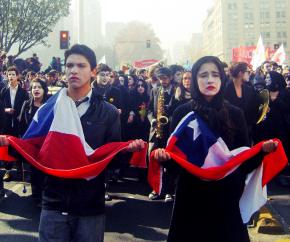 Chilean students strike, march and mourn the death of public education