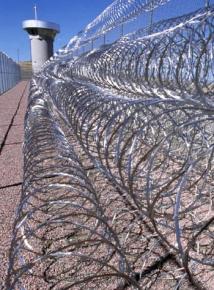 A fortified fence outside a supermax prison in Colorado