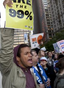 Tens of thousands gathered for a demonstration against Wall Street greed
