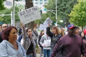 Protesters march at Occupy Sacramento