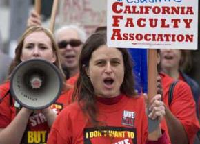 Members of the California Faculty Association held a one-day strike on two Cal State campuses