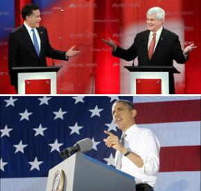 Mitt Romney, Newt Gingrich and Barack Obama