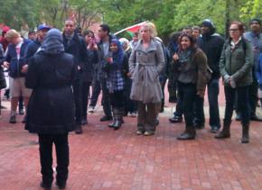 Several hundred people gathered to protest the Islamophobes at Temple University