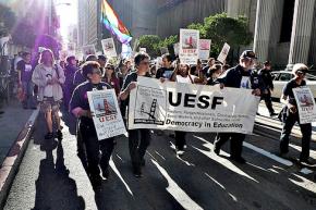 Members of United Educators of San Francisco on the march