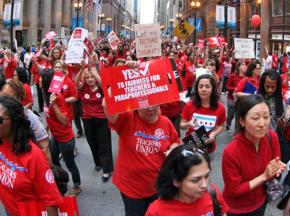 Thousands of Chicago Teachers Union members showed their determination during a downtown march