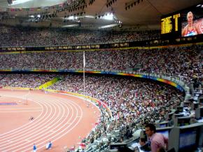 Crowds pack the stadium for track-and-field events at the 2008 Olympics in Beijing