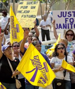 Members of Houston's Justice for Janitors campaign show their determination