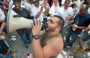 ConEd workers in New York City chant on the picket line