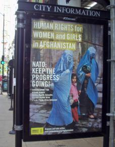 Amnesty International's pro-occupation ad on a Chicago bus shelter