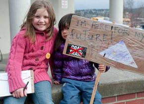 Washington families protesting a proposed coal terminal in Bellingham