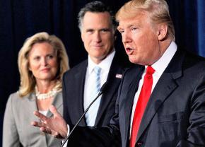 Ann and Mitt Romney share a stage with Donald Trump