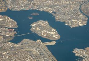 Rikers Island at the mouth of Long Island Sound, between Queens and the Bronx