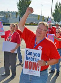 Boeing engineers and technical professionals rallied for a fair contract in the Puget Sound region last week