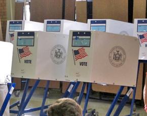 Voting booths set up for early voting in New York state