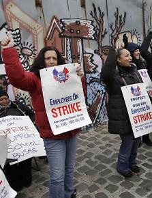 School bus drivers on strike in New York City