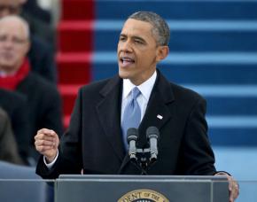 Barack Obama gives his second inaugural address