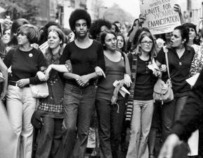 Marching during the Women's Strike for Equality in 1970