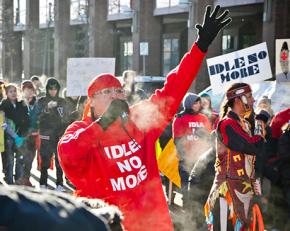Idle No More protesters on the march in Edmonton