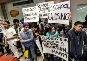 High School students march and rally against threatened school closures in Chicago
