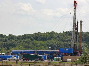 A fracking drill rig tapping into the Marcellus Shale