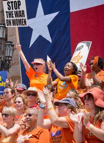Pro-choice protesters gathered outside the Texas state Capitol building